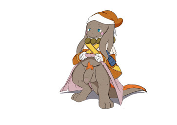 anthro balls bandage beads blush clothed clothing clothing_lift ear_piercing foreskin genitals hat headgear headwear male pantsless penis piercing prayer_beads presenting presenting_penis pubes shirt shirt_lift smile solo tail tapering_penis topwear torn_clothing twerpishimp final_fantasy final_fantasy_tactics_advance_2 square_enix nu_mou absurd_res hi_res