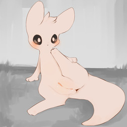 blush blush_lines bodily_fluids body_blush female feral genitals humanoid_genitalia humanoid_genitalia_on_feral humanoid_vulva humanoid_vulva_on_feral raised_leg simple_background solo vulva vulva_blush snoiifoxxo rain_world videocult slugcat 1:1