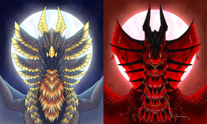 claws horn moon rd_res stare wings vaalravn capcom monster_hunter mythology dragon elder_dragon malzeno monster mythological_creature mythological_scalie scalie absurd_res hi_res