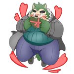 anthro belly blush candy chocolate dessert eyebrows food fur giftbox green_body green_fur heart_symbol holidays male overweight overweight_male slightly_chubby solo thick_eyebrows puss3250 lifewonders live_a_hero valentine's_day mokdai canid canine canis domestic_dog mammal 1:1 hi_res