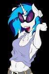 2014 alpha_channel anthro anthrofied blue_hair breasts cleavage clothed clothing equine eyewear female friendship_is_magic glasses hair hi_res horn horse mammal musical_note my_little_pony navel panties pony shirt sunglasses tank_top thong two_tone_hair underwear unicorn vinyl_scratch_(mlp) zomgitsalaura
Rating: Safe
Score: 9
User: 2DUK
Date: February 21, 2014