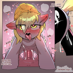 animal_genitalia animal_penis blonde_hair blush dialogue duo equine_genitalia equine_penis erection female feral fur genitals grey_body grey_fur hair heart_eyes heart_symbol male male/female moan penetration penile penile_penetration penis pupils sex sound_effects teeth text tongue tongue_out vaginal vaginal_penetration vulva yellow_eyes cold-blooded-twilight friendship_is_magic hasbro my_little_pony derpy_hooves_(mlp) twilight_sparkle_(mlp) equid equine horse mammal pony english_text hi_res