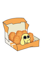 ambiguous_gender anthro box chicken_meat chicken_nugget comically_large_object container daww feral food humor meat open_mouth short simple_background smile solo text white_background yellow_arms yellow_body yellow_ears yellow_head kyrakupetsky chikn_nuggit chikn_nuggit_(chikn_nuggit) canid canine canis domestic_dog mammal animated english_text meme official_art short_playtime sound voice_acted webm male_(lore)