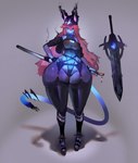 2022 anthro baseball_cap big_breasts biped black_body black_boots black_clothing black_ears black_footwear black_fur black_hat black_headwear black_jacket black_legwear black_tail black_tail_tip black_thigh_highs black_topwear blue_body blue_eyes blue_fur blue_tail boots bottom_heavy breasts cleavage_cutout clothed clothing colored cutout digital_media_(artwork) dipstick_tail eyelashes felid feline female fingerless_gloves footwear front_view full-length_portrait fully_clothed fur furgonomic_headwear furgonomics garter_belt garter_straps glistening glistening_body glistening_fur gloves glowing grey_background hair hand_on_hip handwear hat headgear headwear hi_res holding_melee_weapon holding_object holding_sword holding_weapon huge_thighs humanoid_hands hyper hyper_hips hyper_thighs jacket kemono legwear levitation long_hair looking_at_viewer mammal markings melee_weapon monotone_hair multicolored_body multicolored_fur multicolored_tail navel nodachi one-piece_swimsuit open_clothing open_jacket open_topwear pink_hair portrait shaded simple_background small_waist smile smoky_tail solo spiked_tail spikes spikes_(anatomy) standing swimwear sword tail tail_markings thick_thighs thigh_highs topwear translucent translucent_clothing translucent_swimwear utterangle weapon white_body white_fur white_tail wide_hips