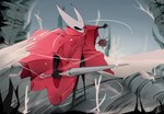 angry anthro black_body black_eyes clothed clothing detailed_background female mask melee_weapon solo sword void_eyes weapon peterson_drawn hollow_knight team_cherry hollow_knight_(character) hornet_(hollow_knight) arthropod humanoid insect digital_media_(artwork) hi_res