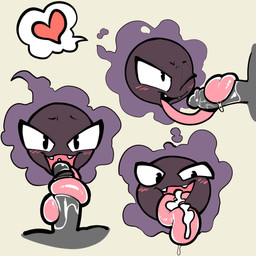 ambiguous_gender blush bodily_fluids cum cum_on_tongue duo erection fangs fellatio genital_fluids genitals heart_symbol humanoid_genitalia humanoid_penis interspecies licking long_tongue male male/ambiguous not_furry one_eye_closed open_mouth oral penile penis penis_lick penis_on_tongue pokephilia saliva sex smile speech_bubble teeth tongue tongue_out tongue_wrap tongue_wrapped_around_penis tonguejob wink itsunknownanon nintendo pokemon gastly generation_1_pokemon ghost human mammal pokemon_(species) sphere_creature spirit 1:1 2022 hi_res
