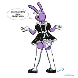 abdl clothing diaper footwear gloves handwear legwear maid_headdress maid_uniform mary_janes pink_diaper rabbit_ears sarcastic shoes stockings uniform glitch_productions the_amazing_digital_circus jax_(tadc) animal_humanoid humanoid lagomorph lagomorph_humanoid leporid_humanoid mammal mammal_humanoid rabbit_humanoid 1:1
