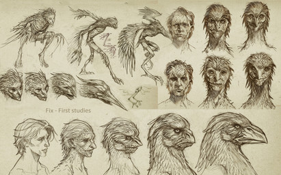 anthro avian_feet beak beak_growth clothed clothing feather_growth feathers feral growth keel_(anatomy) male partially_clothed side_view simple_background solo text torn_clothing transformation transformation_sequence fabien_ouvrard the_animal_kingdom_(film) accipitrid accipitriform avian bird eagle heron human mammal pelecaniform concept_art english_text headshot_portrait hi_res portrait sketch