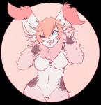 blue_eyes clothed clothing female fur hair heart_symbol markings pink_hair pink_markings simple_background solo topless white_body white_fur box-cat heidi_magrath domestic_rabbit flemish_giant lagomorph leporid mammal oryctolagus rabbit alpha_channel digital_media_(artwork)