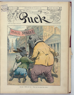 anthro arm_in_arm bald barefoot black_text building caption church clothing column duo feet fur furgonomic_pants gothic_architecture grey_body grey_fur holding_bag jacket label linked_arms male money_bag neo-classical_architecture outside political_cartoon politics rear_view road standing tail text topwear trinity_church wall_street john_pughe democratic_party_(usa) public_domain puck_(magazine) republican_party_(usa) democrat_donkey republican_elephant asinus donkey elephant elephantid equid equine mammal proboscidean 1908 20th_century absurd_res ancient_art english_text hi_res traditional_media_(artwork)