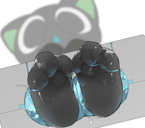 3_toes anthro black_body black_ears black_eyes black_fur black_pawpads blue_mouth blurred_background blurred_character bodily_fluids bound chibi claws cum cum_on_feet detailed_feet detailed_fur feet foot_fetish foot_focus fur genital_fluids glistening glistening_feet green_inner_ear looking_at_viewer male mitten_hands open_mouth pawpads restraints simple_background solo stocks toe_bondage toe_claws toe_restraints toes white_background young young_anthro young_male emolga_1 the_legend_of_luo_xiaohei luo_xiaohei domestic_cat felid feline felis mammal cross-hatching detailed digital_media_(artwork) hatching_(art) hi_res shaded