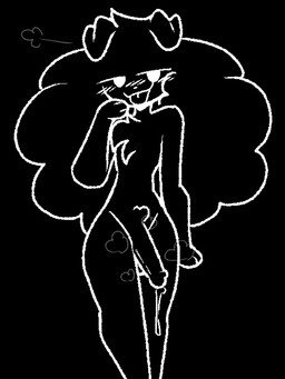 bedroom_eyes big_penis blush bodily_fluids breath chest_tuft erection genital_fluids genitals humanoid_genitalia humanoid_penis leaking_precum looking_at_viewer musk musk_cloud narrowed_eyes nude_male penis precum seductive solo standing tongue tongue_out tuft weirdenned puppysnackz_(character) canid canine canis domestic_dog mammal black_and_white hi_res monochrome