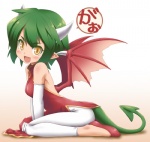 :d armwear asian_clothing blush capri_pants chinese_clothing chinese_dress clothing dragon_tail dress east_asian_clothing elbow_gloves fangs female gloves green_hair hair handwear horn humanoid_pointy_ears kneeling membrane_(anatomy) membranous_wings open_mouth pointy_ears pupils simple_background slit_pupils smile solo tail teeth white_background white_clothing white_gloves white_handwear wings yellow_eyes deku_(artist) madou_monogatari mythology puyo_puyo sega draco_centauros animal_humanoid dragon dragon_humanoid humanoid mythological_creature mythological_scalie scalie