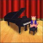 border clothed clothing curtains grey_border keyboard_instrument looking_at_viewer male musical_instrument piano question_mark solo stage standing persegan nintendo pokemon generation_1_pokemon pokemon_(species) slowpoke 1:1