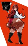 big_butt bodily_fluids boots brown_body brown_fur butt butt_expansion clothing expansion female footwear fur fur_growth growth hair hair_over_eye high_heeled_boots high_heels huge_butt huge_thighs hyper hyper_butt mid_transformation panties red_hair riding_crop shoes solo species_transformation speech_bubble sweat sweatdrop tail tail_growth tail_tenting text thick_thighs transformation underwear whip hhhyyyiii persona_(series) persona_3 mitsuru_kirijo animal_humanoid equid equid_humanoid equine equine_humanoid horse horse_humanoid humanoid mammal mammal_humanoid absurd_res hi_res