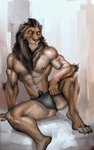 abs anthro anthrofied biceps briefs briefs_only clothed clothing eye_scar facial_scar male muscular muscular_anthro muscular_male nipple_piercing nipples pecs piercing scar solo topless topless_anthro topless_male underwear underwear_only dagantfus_(artist) disney the_lion_king scar_(the_lion_king) felid lion mammal pantherine 5:8 hi_res