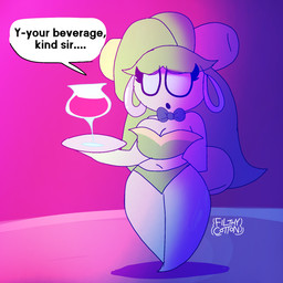 anthro anthrofied beverage black_sclera bow_tie bra breasts cleavage clothed clothing container cup dialogue drinking_glass ear_piercing ear_ring eyelashes female female_anthro glass glass_container glass_cup green_body green_hair hair hand_behind_back holding_object medium_breasts navel open_mouth panties piercing pink_background plant pokemorph ring_piercing simple_background solo text thick_thighs underwear white_eyes wine_glass filthycottonart unfortu-nate nintendo pokemon amanda_(unfortu-nate) dolliv elemental_creature flora_fauna generation_9_pokemon pokemon_(species) 1:1 2025 digital_media_(artwork) english_text hi_res