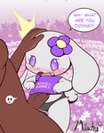 anthro anthro_focus biped blush clothed clothed/nude clothing detailed_background dialogue duo erection faceless_character faceless_male female female_focus female_on_human flower fur genitals head_grab human_on_anthro interspecies larger_human larger_male loli male male/female male_on_anthro nude open_mouth penis plant purple_eyes size_difference smaller_anthro smaller_female solo_focus text text_on_clothing text_on_topwear topwear white_body white_fur young young_anthro young_female milachu92 lantha human lagomorph mammal 2020 english_text hi_res adult_(lore)