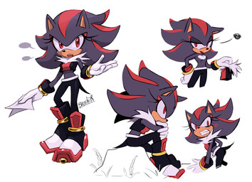 air_shoes angry anthro bangle blush clothed clothing crossgender female jewelry red_eyes solo topless benshir125 sega sonic_the_hedgehog_(series) shadow_the_hedgehog eulipotyphlan hedgehog mammal hi_res