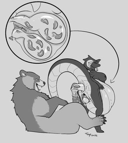 4_toes 5_fingers 5_toes abdominal_bulge ahegao anal anal_infestation anal_penetration anal_storage anatomically_correct anatomically_correct_genitalia anatomically_correct_penis animal_genitalia animal_penis anthro anthro_on_feral anthro_penetrated anus arm_markings aroused bestiality big_breasts big_penis biped black_body black_breasts black_feet black_hands black_scales black_sclera black_tail bladder bladder_bulge bladder_infestation bladder_penetration bladder_play bladder_storage bodily_fluids breasts butt cavity_storage cheek_markings claws condom condom_balloon condom_in_ass condom_in_bladder condom_in_urethra condom_inside condom_left_in condom_play cum cum_filled_condoms cumshot digitigrade duo ejaculation erection excessive_bodily_fluids excessive_cum excessive_genital_fluids eye_markings eye_roll facial_markings feet female female_anthro female_on_feral female_penetrated feral feral_penetrating feral_penetrating_anthro feral_penetrating_female filled_condom filled_condom_pullout finger_claws fingers forked_tongue fucked_silly full_bladder fur fur_markings gaping gaping_vagina genital_fluids genitals hair head_markings hip_markings humanoid_genitalia hyper hyper_abdominal_bulge infestation internal internal_anal internal_bladder interspecies large_penetration leg_markings long_fangs long_penis long_tail looking_at_object looking_pleasured lying male male/female male_feral male_penetrating male_penetrating_female mane mane_hair markings monotone_anus monotone_feet monotone_hands monotone_inner_ear multiple_condoms multiple_filled_condoms muzzle_(marking) nipples non-mammal_breasts nude object_in_bladder on_back open_mouth organs orgasm parasite paws penetration penile penile_penetration penis plantigrade prehensile_tail pull_out pupils pussy_sounding quadruped rear_view scale_markings scales sex sexual_barrier_device sharp_teeth short_ears short_fur shoulder_markings simple_background size_difference slit_pupils small_ears smaller_penetrated snake_hood snout snout_markings standing tail tall teeth thick_penis three-quarter_view tied_condom toe_claws toes tongue tongue_out urethral urethral_infestation ursine_ears ursine_genitalia ursine_penis vein veiny_penis vulva wearing_condom worm_infestation toby_art brimstone_(jasafarid) kuruk_(character) bear brown_bear cobra grizzly_bear mammal reptile scalie snake ursidae ursine 2026 digital_drawing_(artwork) digital_media_(artwork) line_art monochrome