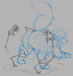 backsack balls big_butt blush butt feral fur genitals male rear_view solo tail ire-k nintendo pokemon arcanine generation_1_pokemon pokemon_(species)
