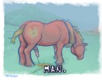 anatomically_correct anatomically_correct_genitalia anatomically_correct_penis animal_genitalia animal_penis bodily_fluids equine_genitalia equine_penis feral genital_fluids genitals male outside peeing penis solo urine ponie666 friendship_is_magic hasbro my_little_pony big_macintosh_(mlp) draft_horse equid equine horse mammal