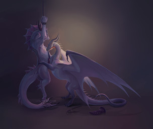 bdsm bite_mark bondage bound cuff_(restraint) dildo duo female feral frill_(anatomy) genitals hanging_by_wrists horn male male/female penis restraints riding_crop sex_toy submissive submissive_male tail whip wings wrist_cuffs bemar mythology arronax dragon mythological_creature mythological_scalie scalie hi_res