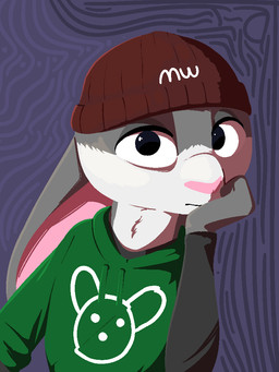 abstract_background anthro beanie black_eyes clothing countershade_fur countershading fur green_clothing green_hoodie green_topwear grey_body grey_fur hat head_on_hand headgear headwear hoodie layered_clothing looking_at_viewer male pink_nose pivoted_ears print_clothing print_topwear solo topwear white_body white_fur conditional_dnp tangerine_(artist) joey_(meldowiseau) lagomorph leporid mammal rabbit 2025 3:4 aliasing digital_drawing_(artwork) digital_media_(artwork) half-length_portrait portrait