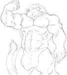 abs anthro areola balls_outline biceps big_bulge big_muscles biped bulge clothed clothing detailed_bulge flexing flexing_bicep genital_outline horn huge_muscles male muscular muscular_anthro muscular_male nipples ossicone pecs penis_outline solo standing tail underwear underwear_only modem_redpill raffe giraffe giraffid mammal 2008 black_and_white monochrome sketch