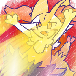 ambiguous_anthro ambiguous_gender anthro biped blush blush_stickers cute_fangs dipstick_tail dutch_angle fangs food front_view leaning leaning_backward markings object_in_tail open_:3 open_mouth open_smile raised_arms shrimp_(food) simple_background smile snout solo sparkles tail tail_markings teeth three-quarter_view annyui0611 nintendo pokemon braixen canid generation_6_pokemon mammal pokemon_(species) 1:1 2024 digital_drawing_(artwork) digital_media_(artwork) hi_res japanese_description portrait three-quarter_portrait translated_description