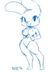 anthro big_breasts bouncing_breasts breasts collar eyelashes female hip_thrust jiggling looking_at_viewer naturally_censored navel nipple_tuft solo tuft wide_hips xylas lagomorph leporid mammal rabbit 2d_animation 3:4 animated frame_by_frame low_res monochrome short_playtime