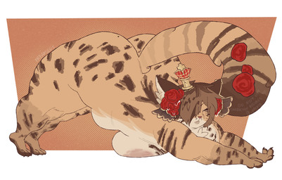 anthro belly big_breasts big_butt breast_squish breasts butt claws crown ear_piercing fat_arms female flower fur fur_markings headgear inner_ear_fluff long_tail markings mole_(marking) mole_under_eye neck_tuft paw_pose paws piercing plant pose rose_(flower) royalty solo squish stretching stretchy tail thick_tail thick_thighs tired tuft freakazoidhomunculus black-footed_cat domestic_cat felid feline felis mammal 2026 digital_media_(artwork) hi_res