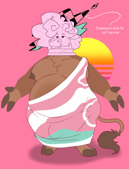 anthro barazoku belly body_hair brown_body brown_nipples bulge chest_hair clothing clothing_bulge directional_arrow for_a_head greek_clothing hooves male marble_statue moobs nipples overweight overweight_anthro overweight_male pink_background pseudo_hair sculpture simple_background solo standing statue text toga vaporwave cowprintsoda floral_shoppe biteki_(cowprintsoda) animate_inanimate bovid bovine cattle living_statue mammal object_head statue_head absurd_res english_text hi_res
