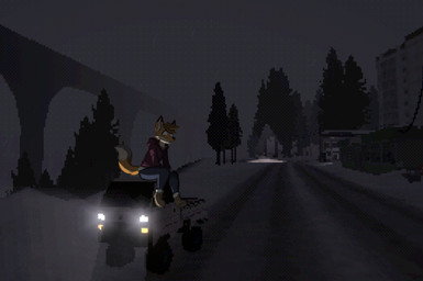 anthro black_bottomwear black_clothing black_ears black_eyes black_nose black_pants bottomwear brown_clothing brown_footwear brown_hair brown_hoodie brown_shoes brown_topwear building clothed clothing eyeliner footwear fur hair hoodie kei_truck light_truck looking_up low_poly makeup male markings mini_truck mole_(marking) multicolored_body multicolored_ears multicolored_fur open_mouth orange_body orange_ears orange_fur orange_tail outside pants plant road shoes sitting sitting_on_vehicle snow solo street_lamp tail tan_body tan_fur tan_tail topwear tree truck two_tone_body two_tone_ears two_tone_fur two_tone_tail urban vehicle suitedwolfie easy_delivery_co. balthy_(suitedwolfie) canid canine fox mammal red_fox true_fox 2025 absurd_res digital_media_(artwork) hi_res