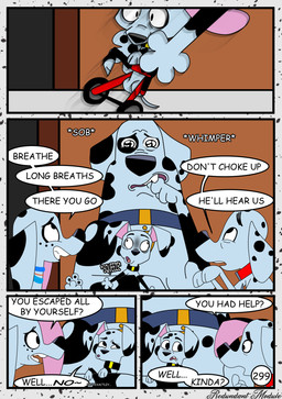 black_collar black_ears black_nose black_spots blue_collar collar dialogue duo female feral floppy_ears freckled_face freckles fur heterochromatic_ears leg_markings male markings patch_(marking) pink_inner_ear red_collar socks_(marking) speech_bubble spots star text toony white_body white_fur white_spots redundantmodule 101_dalmatian_street 101_dalmatians disney delgado_(101_dalmatians) dolly_(101_dalmatians) doug_(101_dalmatians) dylan_(101_dalmatians) canid canine canis dalmatian domestic_dog mammal comic english_text hi_res