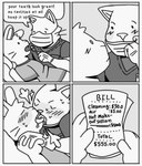 anthro blush bodily_fluids dentist dialogue duo humor kissing long_ears making_out male male/male mask medical_gloves medical_instrument saliva scientific_instrument surgical_mask text tongue fishtins domestic_cat felid feline felis lagomorph leporid mammal rabbit bill_(disambiguation) comic english_text hi_res