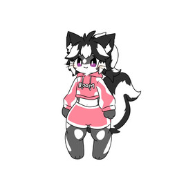 anthro black_body black_fur black_hair bottomwear butt butt_focus clothed clothing dolphin_shorts female fluffy fur hair hoodie multicolored_body multicolored_fur multicolored_hair navel paws pink_paws purple_eyes rear_view short shorts solo tail topwear white_body white_fur white_hair tontaro karin_(karin_skunk) mammal mephitid skunk 1:1 2026 animated animated_gif short_playtime