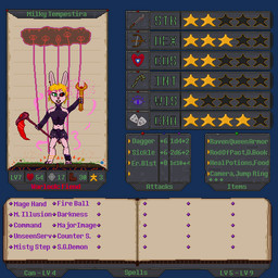 blonde_hair corruption female green_eyes hair magic magic_user pink_body red_eyes solo stats milkybun29 dungeons_and_dragons hasbro wizards_of_the_coast milky_rivas demon lagomorph leporid mammal rabbit model_sheet