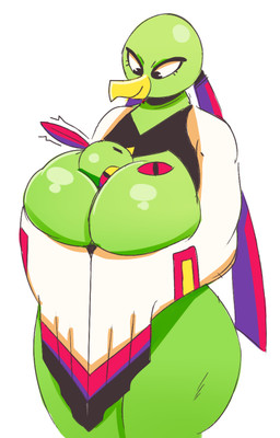ambiguous_feral ambiguous_gender anthro anthrofied bald beak beak_closed between_breasts big_breasts biped black_body black_eyes breasts closed_smile duo evolutionary_family eye_contact eyelashes female female/ambiguous female_anthro feral green_body larger_anthro larger_female looking_at_another mouth_closed multicolored_body non-mammal_breasts nude nude_anthro nude_female pokemorph simple_background size_difference smaller_ambiguous smaller_feral smile smiling_at_another thick_thighs white_background white_body white_sclera wide_hips wings yellow_beak 4chan_anon unknown_artist nintendo pokemon generation_2_pokemon natu pokemon_(species) xatu 2018 archived_source digital_drawing_(artwork) digital_media_(artwork) shaded