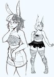 3_toes anthro biped bottomwear breasts buckteeth claws cleavage clothed clothing crop_top denim denim_bottomwear denim_clothing denim_shorts ear_piercing eyelashes feet female footwear front_view hair legwear looking_at_viewer medium_breasts midriff multicolored_hair panties piercing pleated_skirt pose shirt shorts skirt smile smiling_at_viewer socks solo standing teeth thigh_highs thigh_socks toes topwear two_tone_hair underwear upskirt locksnurf malia_(locksnurf) lagomorph leporid mammal rabbit 2024 digital_drawing_(artwork) digital_media_(artwork) full-length_portrait greyscale monochrome portrait sketch