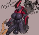 4_fingers ambiguous_gender ambiguous_penetration armor balls big_breasts big_penis bodysuit breasts clothing dialogue duo energy_sword fingers genitals gynomorph headgear helmet intersex intersex/male male mandibles melee_weapon orange_eyes penetration penis saggy_balls skinsuit sword thick_thighs tight_clothing weapon wide_hips tenacitrus halo_(series) microsoft xbox_game_studios alien alien_humanoid humanoid sangheili hi_res