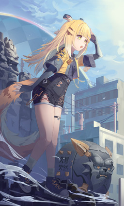 animal_ears bare_legs belt black_bottomwear black_clothing black_shorts blonde_hair blue_clothing blue_footwear blue_shoes bottomwear building clothed clothing collared_shirt dress_shirt fangs female fluffy_ears footwear green_eyes grey_dress_shirt hair jacket long_hair markings open_clothing open_jacket open_mouth open_topwear shirt shoes shorts sky smoke socks striped_hair striped_markings striped_tail stripes tail tail_markings teeth topwear two_tone_tail white_clothing white_footwear white_hair white_socks yellow_clothing yellow_jacket_(clothing) yellow_topwear young young_female young_humanoid manpo mihoyo zenless_zone_zero ju_fufu animal_humanoid felid felid_humanoid humanoid mammal mammal_humanoid pantherine pantherine_humanoid thiren tiger_humanoid absurd_res hi_res huge_filesize