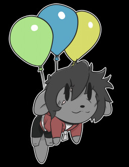 balloon chibi flying inflatable male scar simple_background solo transparent_background voxxen shaun_lutra_(voxxen) mammal mustelid otter absurd_res alpha_channel hi_res