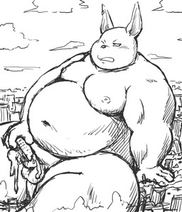 anthro balls belly big_belly bodily_fluids city cum genital_fluids genitals kemono larger_but_small macro male masturbation moobs navel nipples one_eye_closed outside overweight overweight_male penis sitting solo dekatanu dragon_ball dragon_ball_super champa domestic_cat felid feline felis mammal 2025 hi_res monochrome