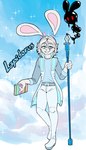 anthro book clothed clothing cloud duo fountain_pen fully_clothed holding_book holding_object holding_staff male red_eyes sparkles staff teeth bunlewdparadise lapidorus lagomorph leporid mammal rabbit hi_res