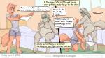 16:9 2016 4k absurd_res anthro areola bed belly big_belly big_breasts big_butt bottomwear breasts brown_body brown_fur brown_hair butt canid canine canis censored claws clothed clothed/nude clothed_male clothing comic dialogue digital_media_(artwork) dressing duo english_text faf female fox fur furniture grey_body grey_fur grey_hair hair hetty_(faf) hi_res inside jimmy_(faf) kneeling long_hair male mammal mosaic_censorship narration navel nude obese on_bed overweight overweight_female shirt shorts sitting speech_bubble teeth text topwear underwear widescreen wolf