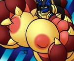 anthro big_breasts big_hands breasts clothing club_arms female gold_(metal) gold_jewelry huge_breasts huge_hands hyper hyper_breasts hyper_hands jewelry nipples pawpads pupils smile solo tongue tongue_out white_pupils yellow_eyes neoclassical_succubus nintendo pokemon cathy_(neoclassical_succubus) generation_4_pokemon lucario pokemon_(species) digital_media_(artwork) hi_res