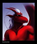 anthro hair horn looking_at_viewer male membrane_(anatomy) membranous_wings pointy_ears red_body solo white_hair wings quadrackss disney gargoyles brooklyn_(gargoyles) gargoyle scalie
