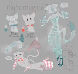 anthro arm_warmers armwear big_pubes bodily_fluids breasts casual_nudity clothing collar cum duo erection female footwear footwear_only fur genital_fluids gyat gynomorph ineffective_clothing intersex leaking_cum leaking_precum legwear looking_at_viewer male male/female mostly_nude mummy_wrappings musk musk_cloud musky_penis nipples nude open_mouth precum pubes romantic romantic_couple shoes shoes_only spiked_collar spikes stockings teasing teasing_viewer text thigh_highs white_body white_fur wrappings rllyhornygirl67 nicky_(rllyhornygirl67) nippy_(rllyhornygirl67) silly_cat_(mauzymice) domestic_cat felid feline felis mammal bush_(disambiguation) character_name model_sheet trans_(lore) trans_woman_(lore)