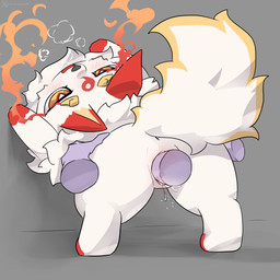 bestiality blush chest_tuft disembodied_hand disembodied_penis duo female feral feral_penetrated fire from_behind_position fur genitals human_on_feral human_penetrating human_penetrating_feral interspecies male male/female penetration penis rear_view sex tail tuft white_body white_fur godforgiveme4 kusunoki's_garden_of_gods yamagami_(kusunoki's_garden_of_gods) canid canine canis human mammal wolf 1:1 hi_res